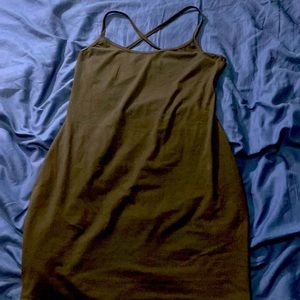 Dress black with strap in the back , see throw dress long sleeve